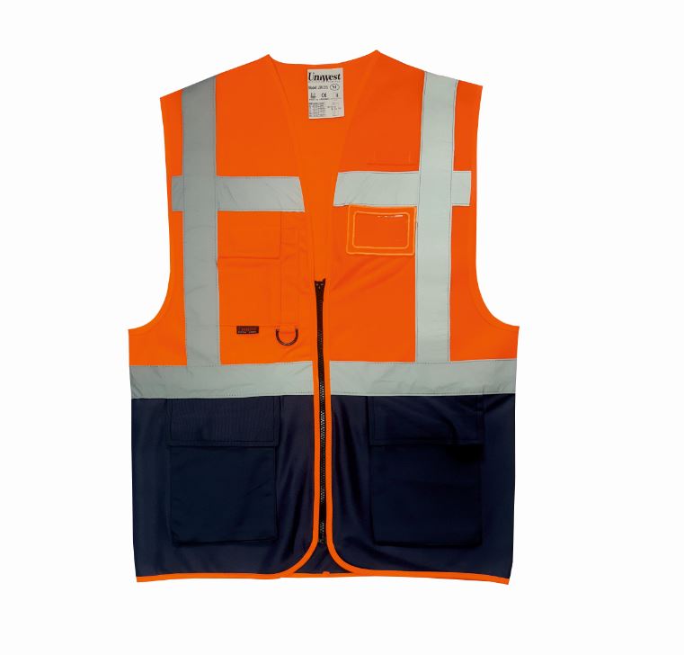 Uniwest UW-212 Yönetici Yeleği Turuncu/Lacivert