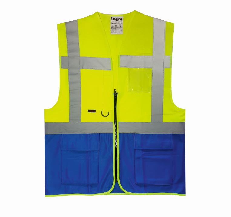Uniwest UW-215 Yönetici Yeleği Sarı/SaxMavi