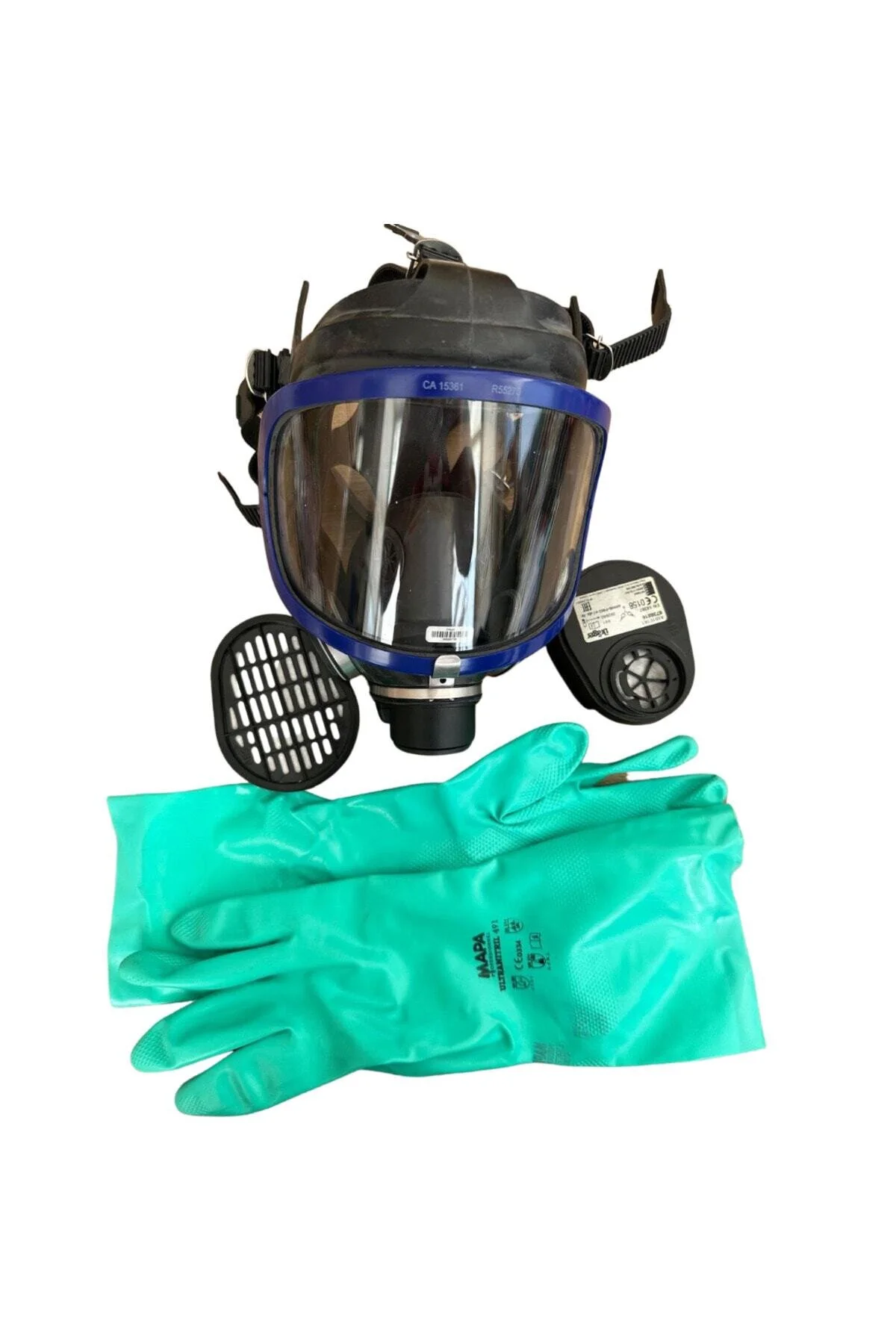 Drager X-Plore 5500 Tam Yüz Maskesi + 2 Adet A1B1E1K1 HG P3 Filtre + Kimyasal Eldiven Seti